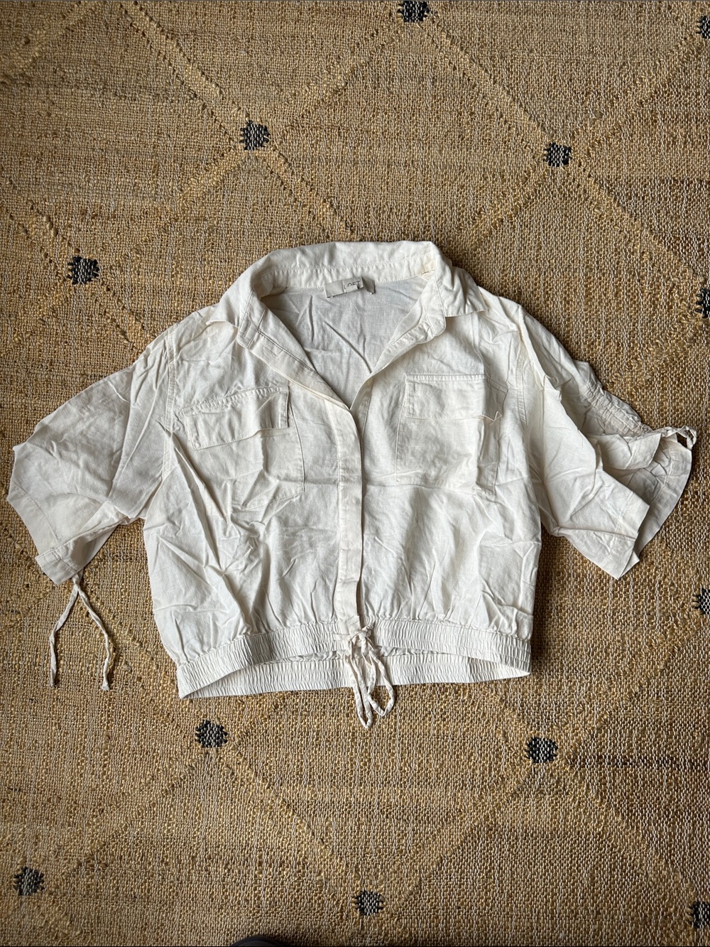 LOFT White Drawstring Cropped Jacket